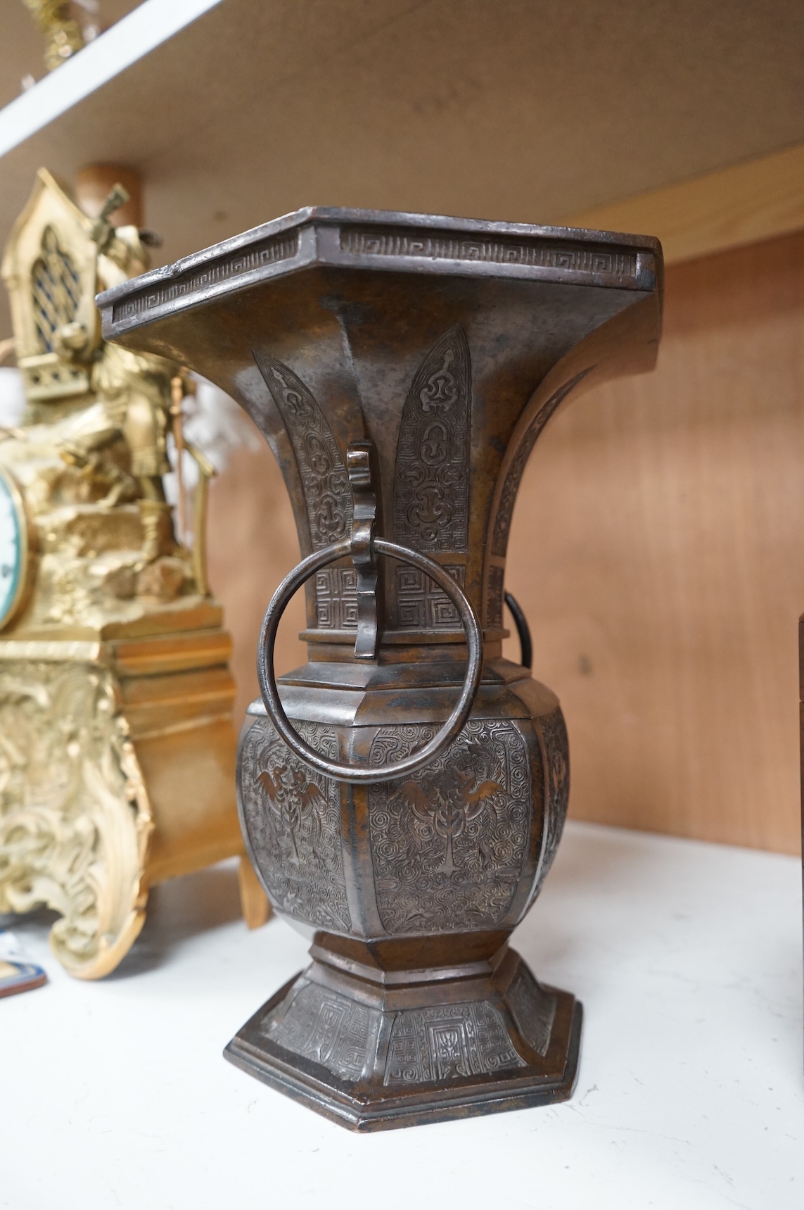 A Japanese bronze vase, Edo period, 28.5cm high.